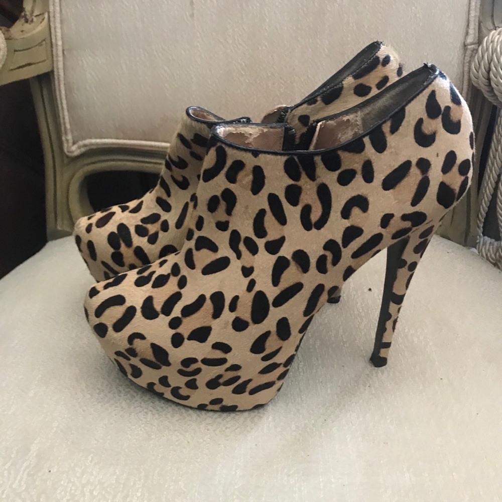 Leopard Steve Madden Pony Hair Booties 10